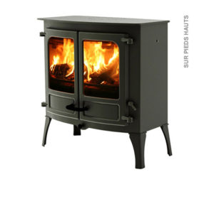 poêle à bois Island 3 sur pieds hauts de couleur noir de la marque Charnwood