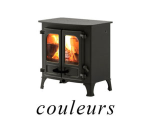 poêle à bois Island 1 sur pieds bas de couleur noir de la marque Charnwood