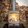 Poêle à bois aire 1 sur socle bas de couleur gris de la marque Charnwood