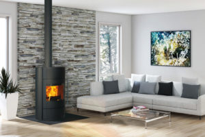 poêle bois modèle FIFTI acier noir de la marque Fonte Flamme avec