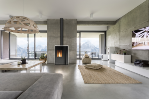 Poêle granulés MELTEMI céramique blanc crème de la marque JM Poêles