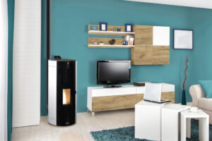 poêle granulés CURL 8 acier blanc de la marque FONTE FLAMME