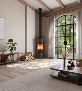 Poêle à bois Clipper+ de la marque JM poêle avec accumulateur de chaleur