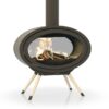 poêle à bois Oval front pieds bois double vue de la marque Dik geurts