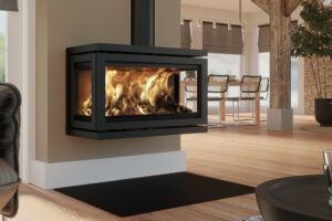 poêle à bois vidar triple large suspendu de la marque Dik geurts